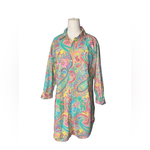 Lauren Ralph Lauren Vibrant Paisley Shirt – Multicolor Button Front Tunic - Picture 3 of 8